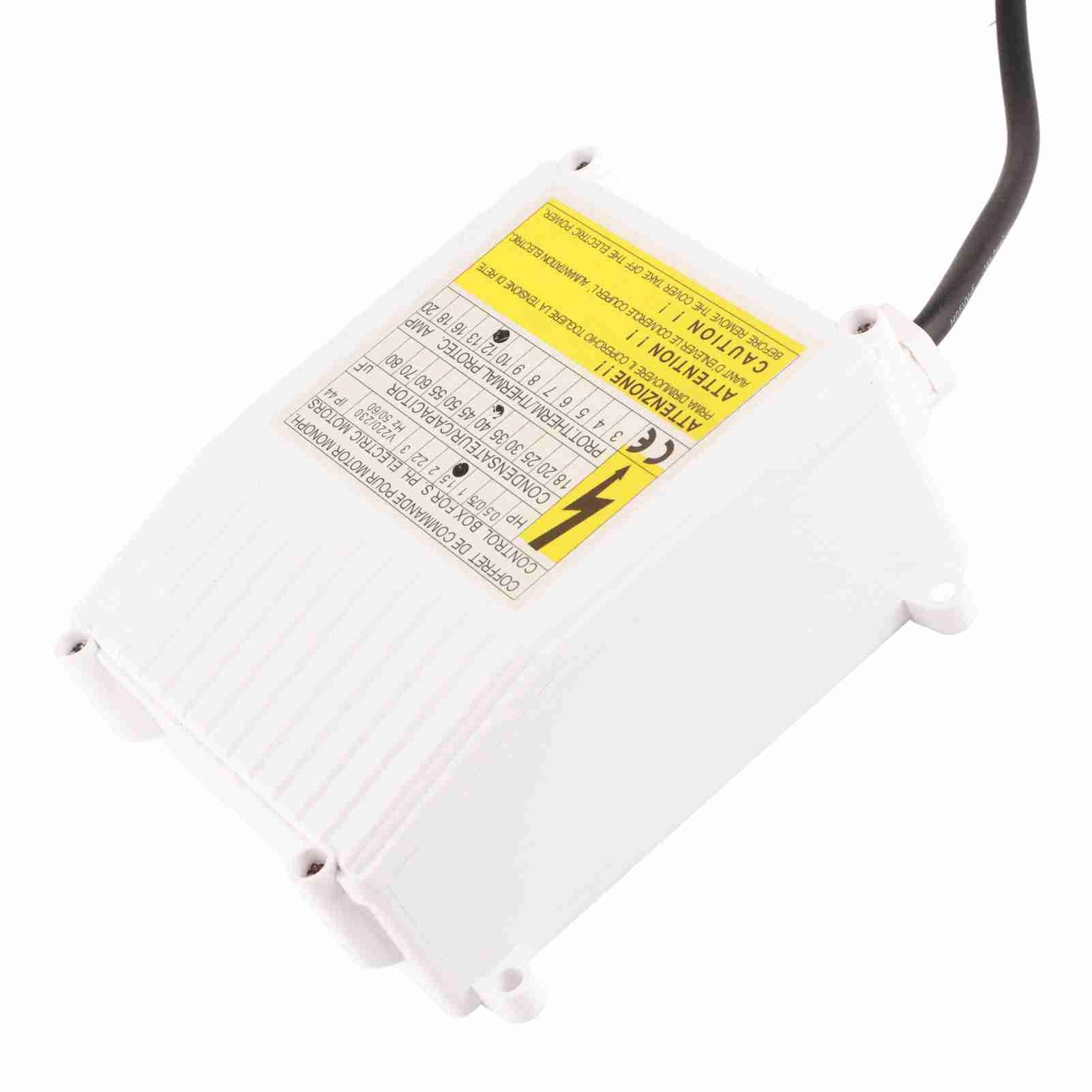 Scatola di Controllo Pompa per Pozzi, Regolatore Pompa di Aspirazione Pompa Sommersa Scatola di Controllo Esterna per Pozzi Profondi Domestici con Protezione Termica (1100W Plug 220v)