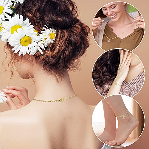 TIESOME Halskette kettenverlängerung, 4 Stück ketten verlänger Edelstahl Verlängerung Armband Extender Kette Extender für Halsketten Länge: 2\ 4\ 6\ 8\ (stahl farbe) (Gold)