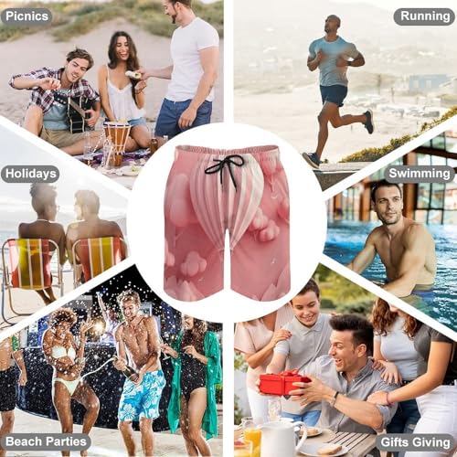 Men's Swim Trunks Quick Dry Board Shorts with Pockets Beach Shorts Hot Air Balloon Floating Bathing Suits for Men4