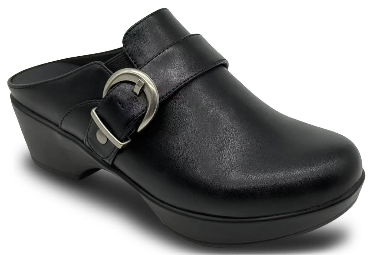 Mules for Women Flats Comfortable Slip on Shoes Closed Round Toe Home Mules Clogs Shoes with Arch Support Casual Backless Loafers-image-13