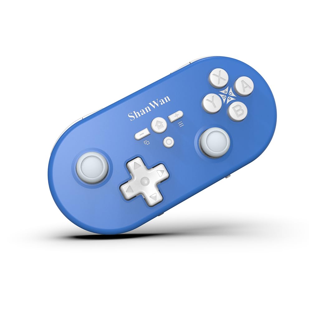 ShanWan Controller di Gioco Wireless Compatibile con PC/iOS/Android/Switch/PS, Controllo del Movimento del Giroscopio, Feedback Vibrazione, Controller di Gioco Bluetooth (blu)