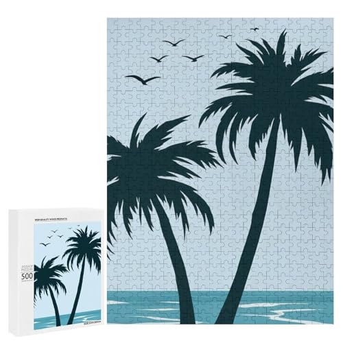 海が見えるヤシの木ジグソーパズル パズル レジャー 子供/大人用 減圧 誕生日プレゼント 贈り物 パズル 初心者向け ギフト 誕生日 クリスマス 500 PCS