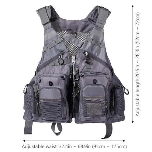 Bassdash Herren Angeln Weste Multifunktionsweste Anglerweste mit biszu max.20 Taschen für Fliegenfischen und Outdoor Freizeit