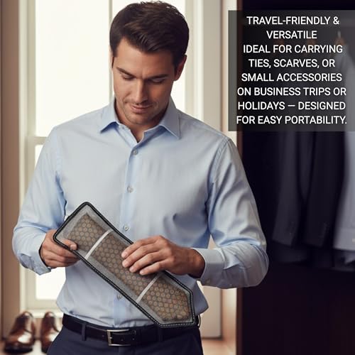 Image of Men's Tie Covers for Wardrobe | Zip Closure Organizer for Formal Ties | Dustproof & Durable Pouch Holds 6-8 Ties Per Cover - Durable and Compact Design | Pack of 3