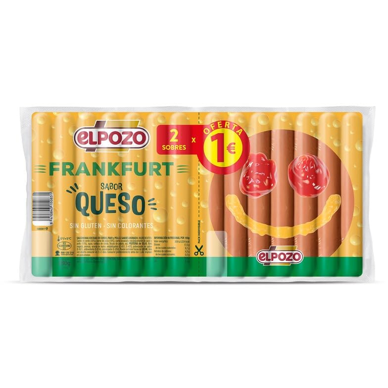 Elpozo Salchichas frankfurt con queso envase ahorro 2 x 140 g