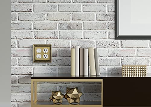 Image of Sunken Pearls Heavy Duty Decorative Wall Plate Switch Plate Outlet Cover (Double Duplex, Antique Brass)