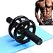 EURODO Ruota Addominali con Tappetino per Ginocchia - AB Wheel - Rotella per il Fitness per Casa e Palestra (Nero)