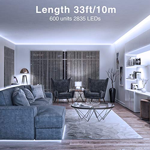 Onforu ULSAD012201 White Led Strip Lights, 32.8Ft 6000K Super Bright Dimmable Tape Light Kit, 600 Leds Daylight Easter Rope Light thumb #5