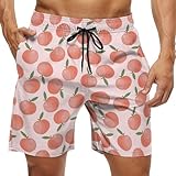 水着 メンズ 桃柄 ピンク サーフパンツ 夏 短パン 海水パンツ 水陸両用 メッシュインナー付き 通気速乾 ショートパンツ おしゃれ スポーツ 大きいサイズ 3XL