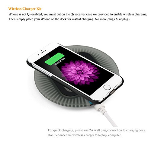 Wireless Charger Kit For Iphone 6 / 6S, 2-In-1 Wireless Charging Receiver Case And Sleep-Friendly Charging Pad For Iphone 6 6S (Black, For Iphone 6/6S) #TOP2