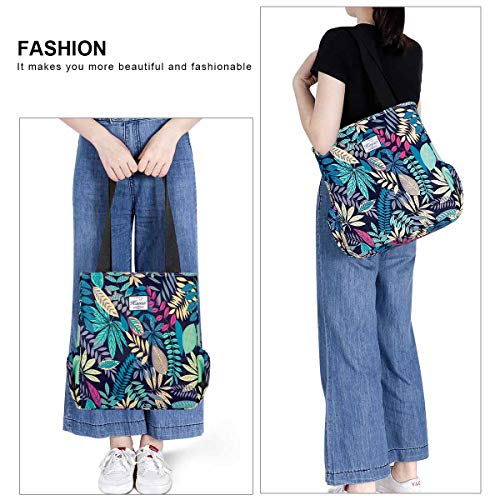 Image of KAMO Floral Tote Bag - Waterproof Lightweight Handbags Travel Shoulder Bag for Hiking Yoga Gym Swimming Travel Beach