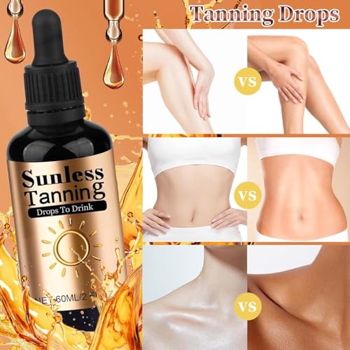 Bräunungstropfen zum Trinken, Sunless Tanning Drops, Bronzing Bräunungsöl Selbstbräuner Tropfen, Bräunungstropfen Fördert die Gesundheit und Pigmentierung der Haut, Unisex