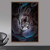 Framed Canvas Wall Art Snake Contemporary Dramatic Hallway Multicolor Photography Reptiles Snakes - 16x24 inches