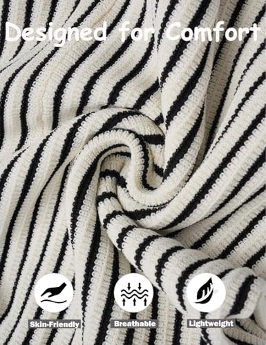 Image of COOFANDY Mens Knit Button Down Shirts Short Sleeve Polo Shirt Vintage Striped Casual Shirts