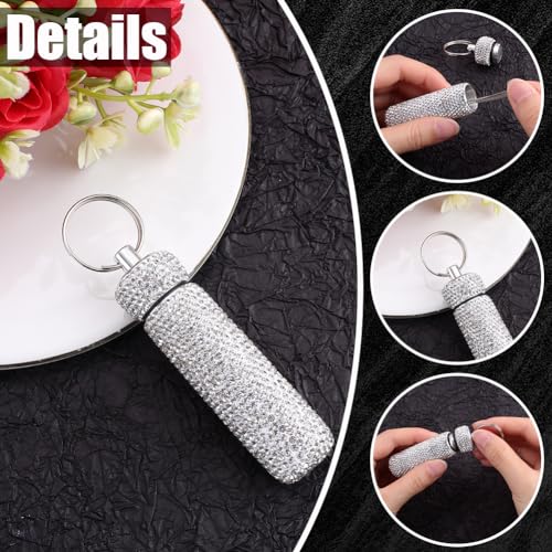 Image of GORGECRAFT Rhinestone Needle Storage Box Small Sewing Needle Storage Box Silver Aluminium Alloy Bling Platinum Container Pocket Box Portable Sewing Pin Case for Store Needle Embroidery Tools