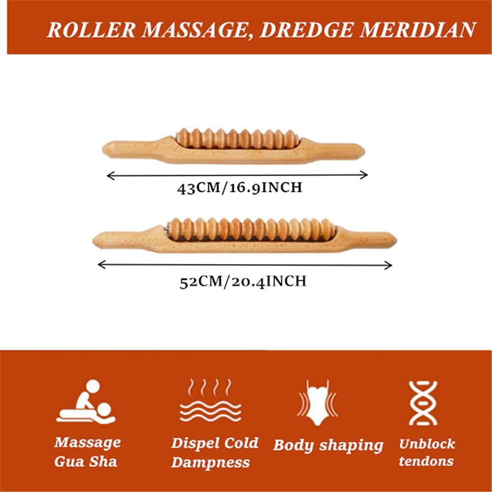 Wood Therapy Massage Tools,Gua Sha Rolling Stick Manual Massage Sticks,Lymphatic Drainage Massager for Maderotherapy,Relax Muscles and Relieve Body Aches 20.4INCH : Health & Household