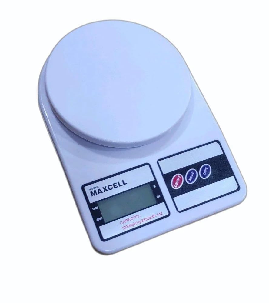 maxcell kitchen food weighing scale | digital precision measurement tool | stainless steel platform | portable baking and diet portion control