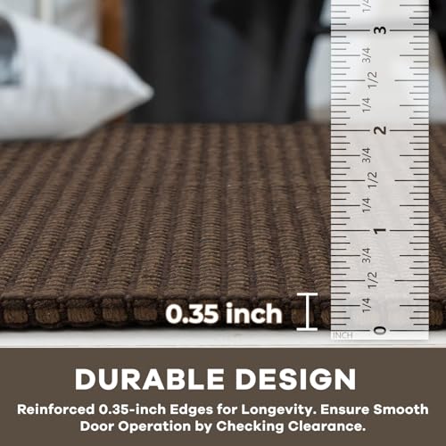 KOZYFLY Long Runners for Hallways 2x12 ft Washable Kitchen Runner Non Slip Rubber Backed Hallway Rugs Cotton Entryway Runner Rug Floor Carpet for Indoor Hall, Backdoor, Kitchen, Reddish Brown/Coffee