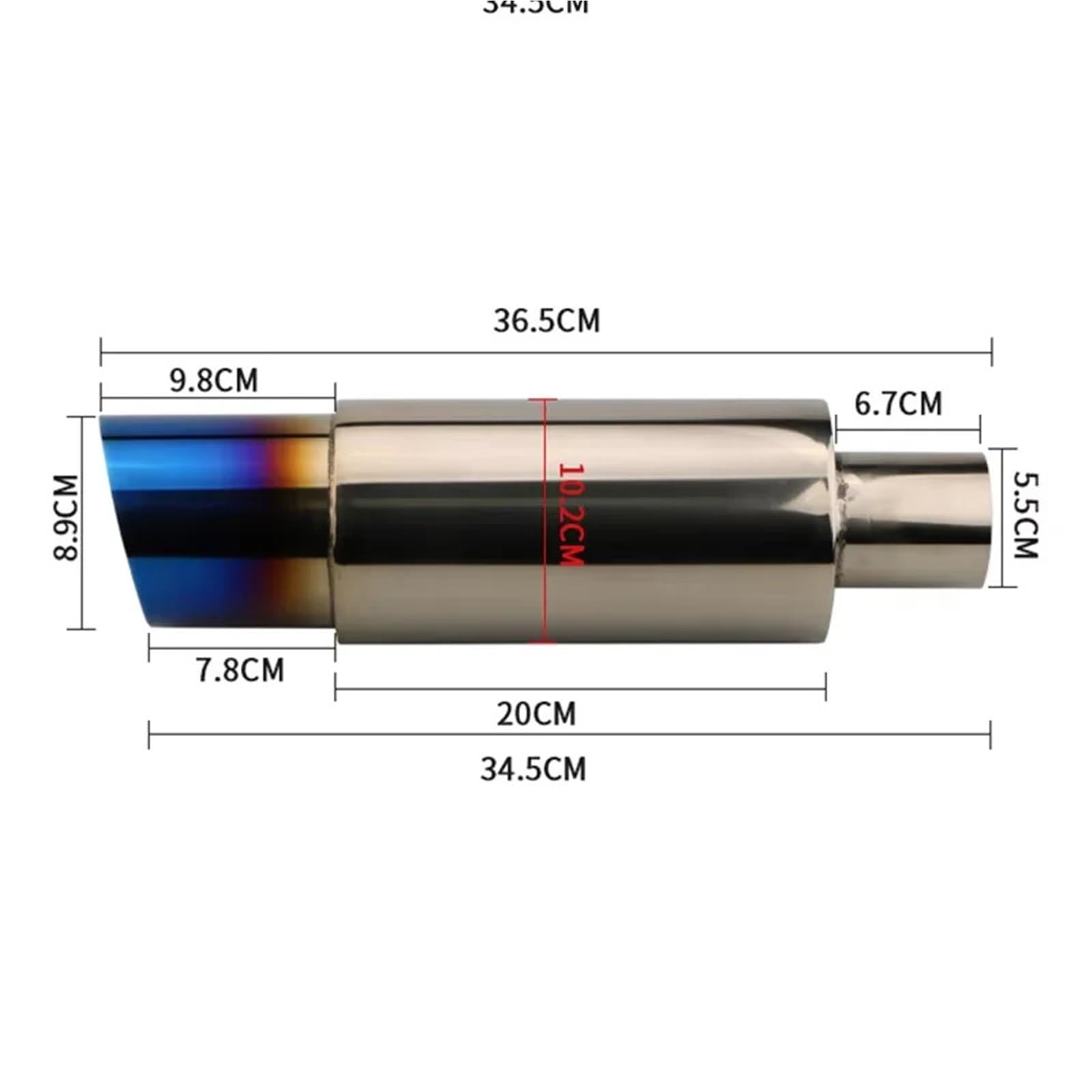 Car Silencer Uniwersalny tłumik układu wydechowego samochodu ze stali nierdzewnej prosty wydechowy poprawia dźwięk i styl(Matte black51-89)