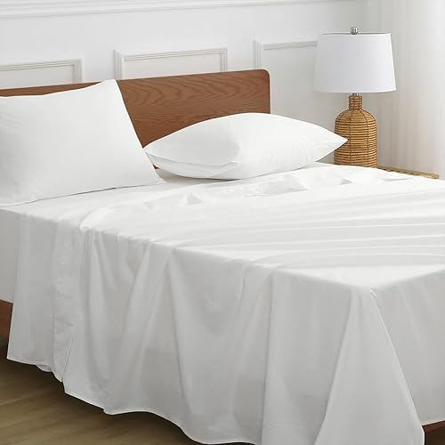 Miniatura 6 de HYPREST Sábanas de algodón tamaño King, sábans de bolsillo profundo de 18 pulgadas King para hotel de lujo suaves blancas - 600 hilos