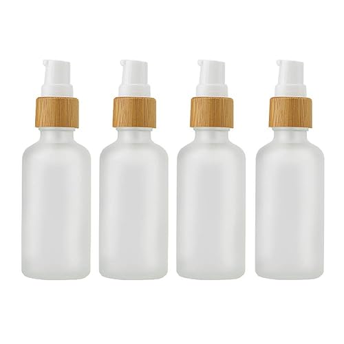 4 botellas de loción de vidrio esmerilado, botellas de bomba de viaje, dispensador de crema cosmética, botella dispensadora para loción, mezclas de