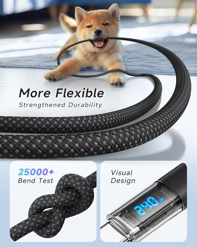 RAVIAD Kabel USB C 240W [1M] PD3.1 Kabel do szybkiego ładowania USB C na USB C z nylonowym oplotem QC3.0 Kabel ładujący USBC Ładowarka USBC dla iPhone 16 15 Pro Galaxy S25 S24 S23 S22 Pixel 7 iPadPro