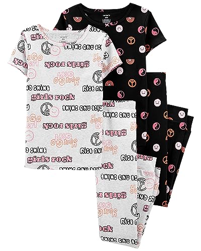 Carter's Girl's 4 Piece Cotton Pajama Set (Peace, 6)