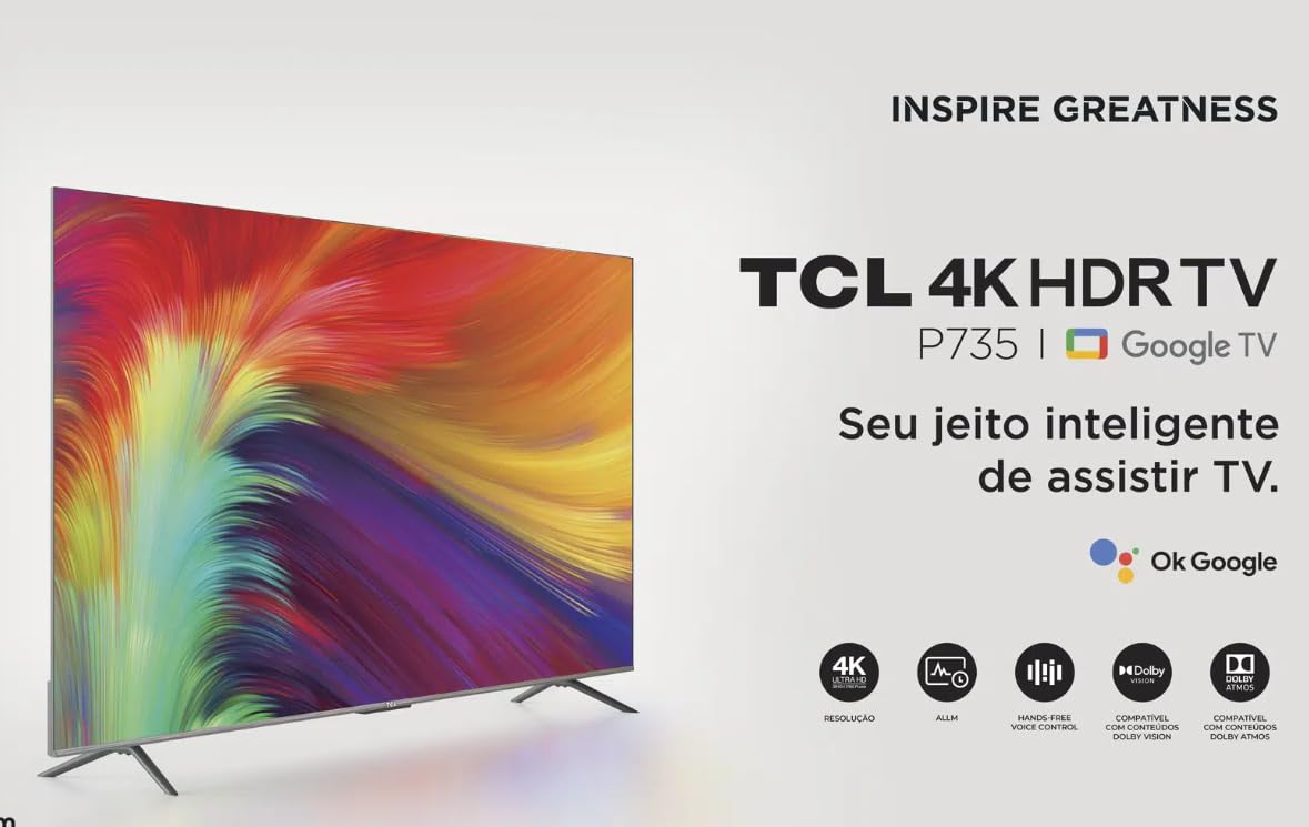 Google TV LED 65” TCL P735 4K UHD HDR DOLBY VISION - ATMOS, ALLM