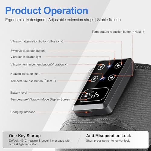 Masajeador de rodilla con calefacción, almohadilla vibradora inalámbrica para relajación diaria, batería de 3000 mAh, 5 niveles de calor y 3 modos de masaje para rodillas y codos miniatura 6
