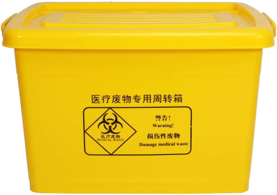 LSHWHT HWH Yellow Wheeled Trash Can, 40L / 60L / 100L Hospital Turnover Box, Hospital Clinic Laboratory Trash Can Waste paper basket (Size : 62.5 * 46.8 * 40CM)