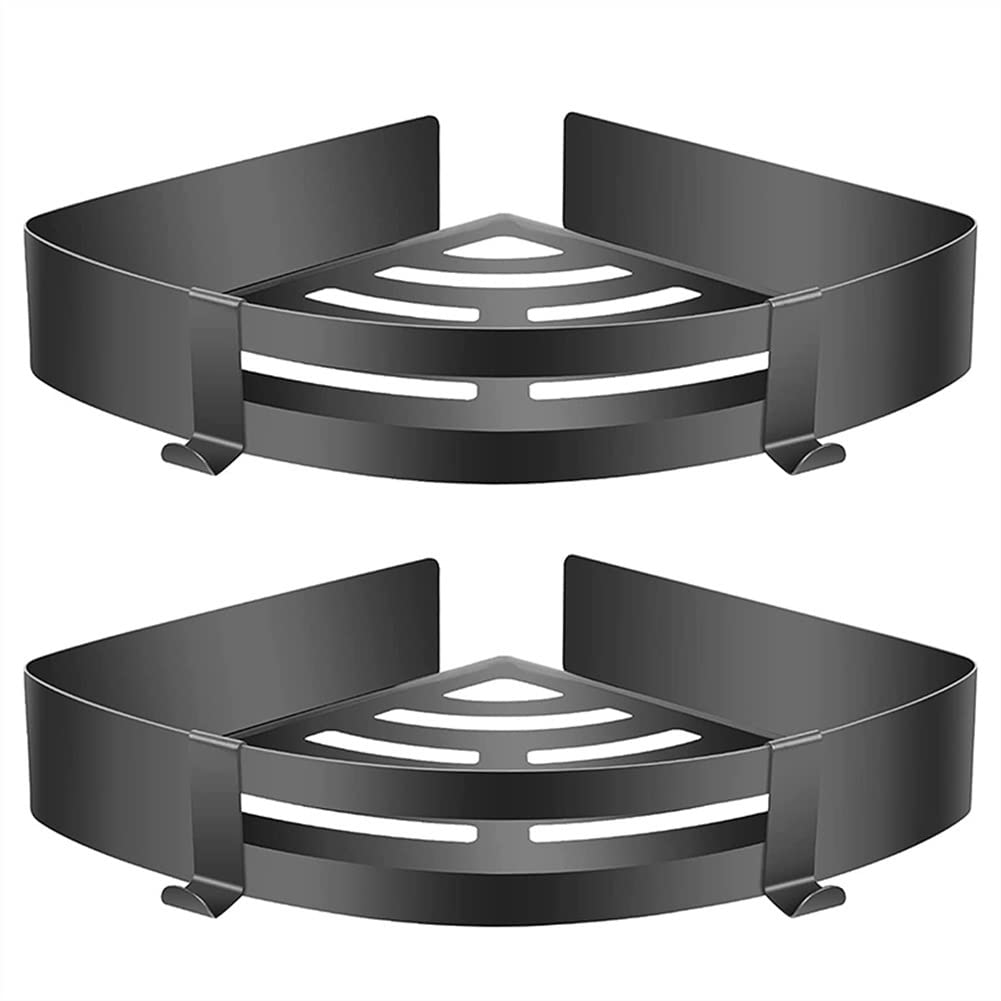 ZHZJQE Shower Caddy 2 Pieces of Stainless Steel Matte Black Rust-proof Wall-mounted Corner Shower Rack Suitable for Bathroom