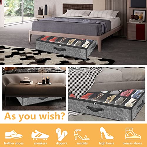 Homyfort CDXBG1 Under Bed Shoe Storage Organizer Fits 12 Pairs- Underbed Shoe Container Solution Shoes Box Bins thumb #7