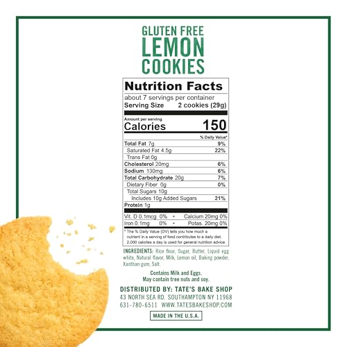 Tate's Bake Shop Gluten Free Lemon Cookies, Gluten Free Cookies, 4-7 oz Bags