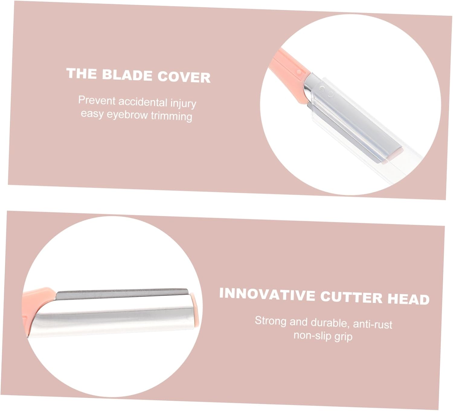 Ipetboom Pink Eyebrow Trimmer 3Pcs Stainless Steel PP Lightweight Portable