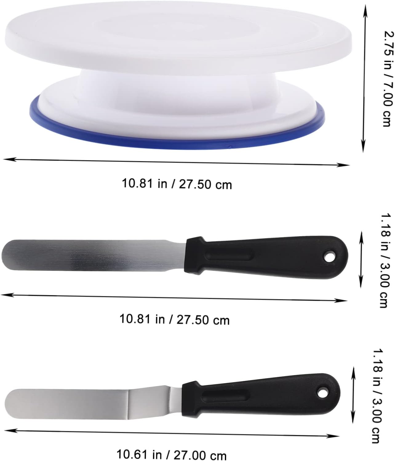 ULTECHNOVO 1Set Manual Cake Turntable with Spatula and Scrapers Cake Decorating Kit Non Slip Rotating Stand for Easy Baking Decorating for Home