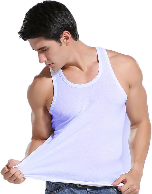 Men's Sleeveless Tank Top, Light Purple, Crew Neck, Casual Gym Workout Vest
