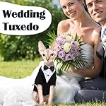 QBLEEV Cat Tuxedo Suit, Cat Halloween Costumes for Cats Only, Sphynx Cat Tuxedo Outfit Costume with Bow Tie, Kitten Formal Attire Wedding Birthday Onesie Clothes for Male Girl Hairless Cats - Image 4