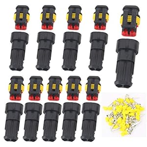 GTIWUNG 10 Kit 2 Pin Auto Impermeabile Connettore, Connettore Elettrico Spina Impermeabile 1.5mm terminale 20–16AWG Impermeabile legare Elettrico Connettore per Auto Camion Marina Moto