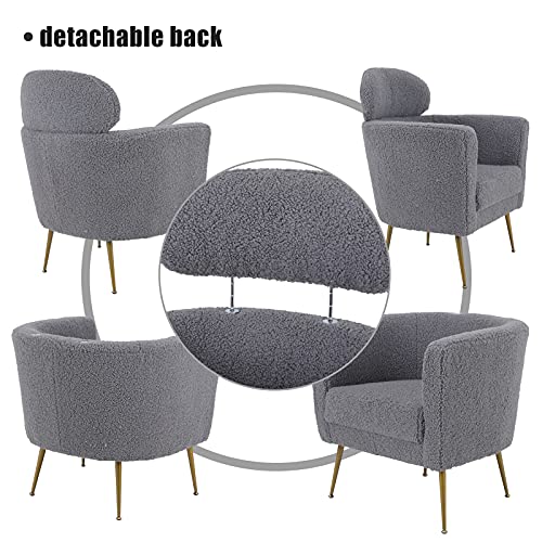Sillón Medio Respaldo Sherpa Gris Metal miniatura 5