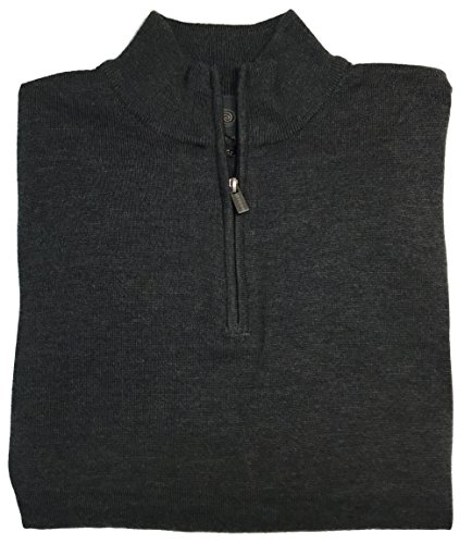 1/4 Zip Solid Sweater (Medium, Charcoal Heather)