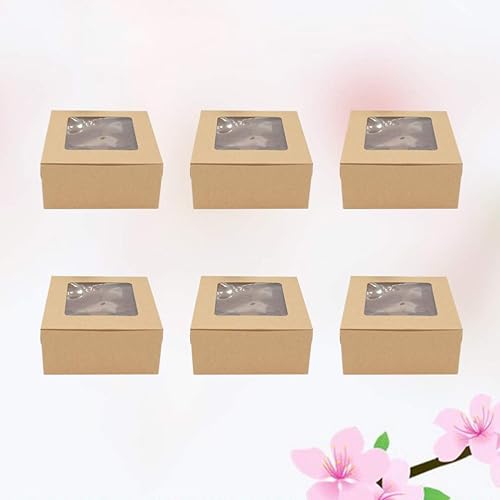 Miniatura 9 de DOITOOL 25 cajas para magdalenas con cuatro compartimentos contenedores portador de papel kraft para magdalenas para galletas, magdalenas, pasteles,