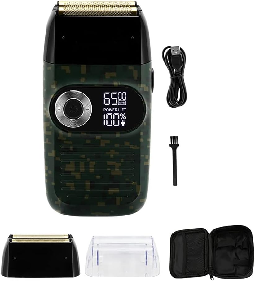 Shaver Hair Cleaning Shave Shaper Foil Electric Shaver Head Shaving Machine Rotary Motor Electric Razor for Men(Green with Box)