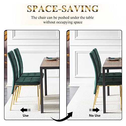 Homedot Set Of 4 Dining Chair, Luxury Velvet Accent Chair High Back Living Room Chair No Arms, Upholstered Home Kitchen Chair Modern Stylish Bedroom Chair With Gold Color Legs For Home, Hotel,Club #TOP3