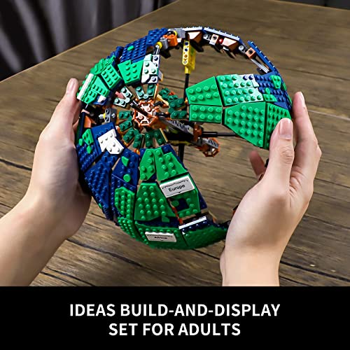 Ideas The Globe Mini Building Set for Adults,2514 Pcs Build Home Decor World map Spinning Globe Gifts for who Love Travel and Geography