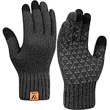 Vgogfly Winter Knit Gloves Warm Full Fingers Men Women with Upgraded Touch Screen - Anti-Slip Glove Fleece Lined