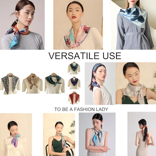 Square Scarf for Women 27”27'' Scarves Cotton Feeling Neckerchief Printed Floral Headscarf Hair Wraps 1/2/3 PCS Set4