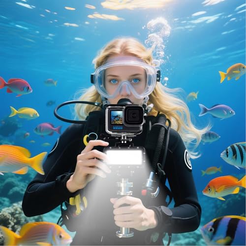 Suptig Diving Light High Power Dimmable Waterproof LED Video Light Fill Night Light Diving Underwater Light Waterproof 147ft for Gopro Hero 13/Hero 12/11/10/9/8/7/6/5/5S/4/3+ More Action Cam - Thumbnail 7
