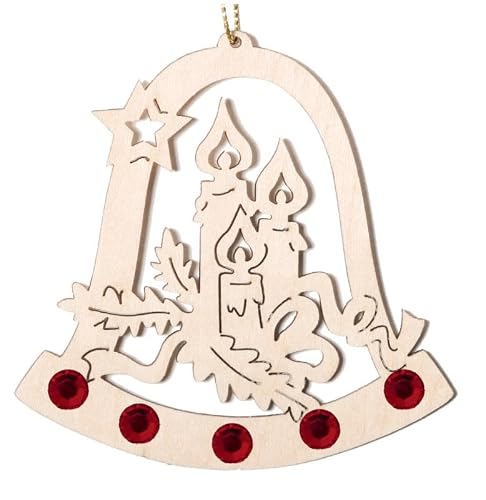 Dolfi Bell with Candles with Swarovski Crystals | Wood Hand Painted in Val Gardena | Religious Article