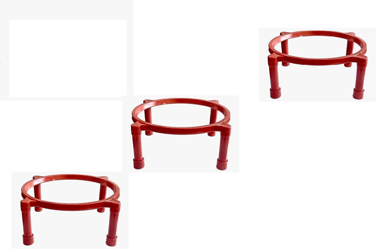 3 Pcs Caiuse Durable Multipurpose Matka Stand, Pot Stand, Flower Pot Stand Extra Strong Quality No Rusting 70Kgs Weight Capacity (Red Pack of 3)