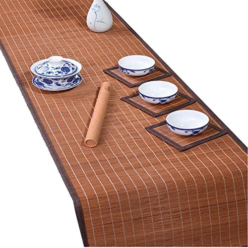 Chemin de table en bambou rectangulaire long style rustique pour table basse
